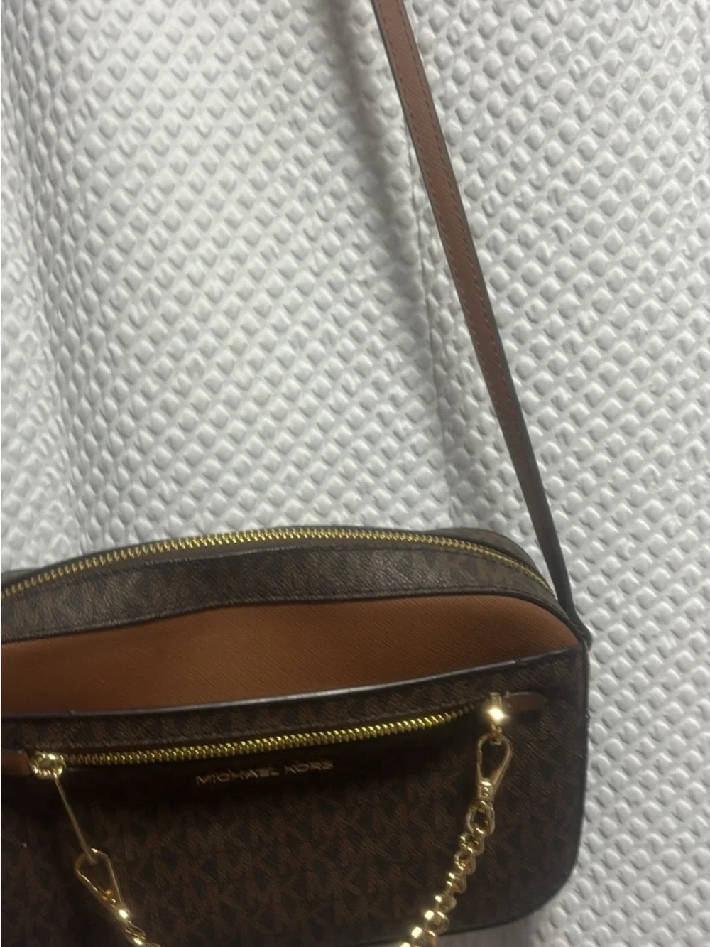 Michael Kors Brown Signature Chain Crossbody